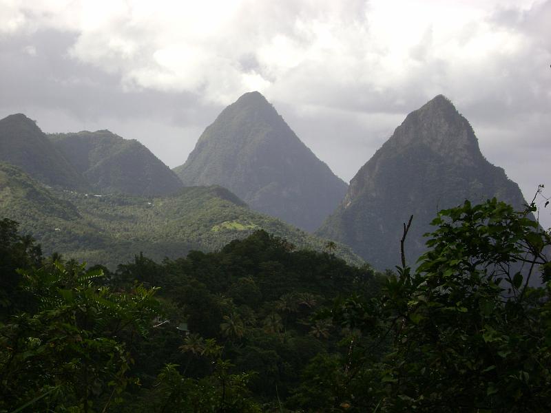 Library - 4898.jpg - The twin Pitons, volcanic plugs, near town of Soufriere. Looking south from road to town.